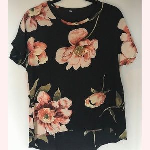 Black floral shirt